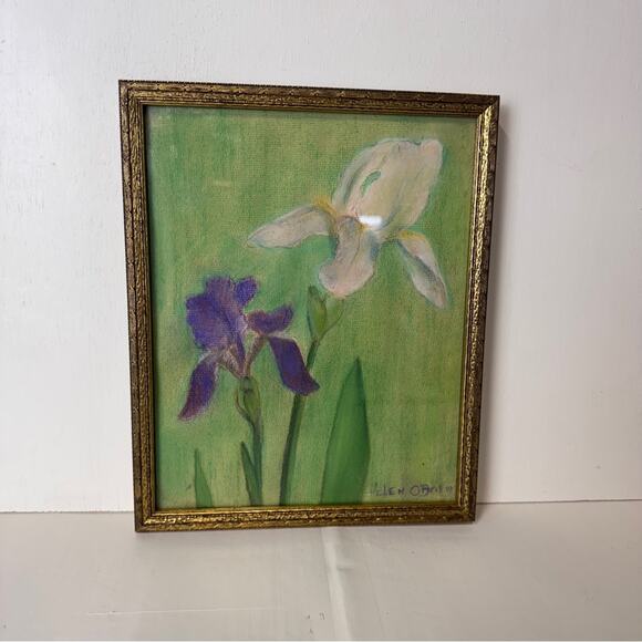 Vintage Purple and White Iris Drawing Art - Picture 1 of 8